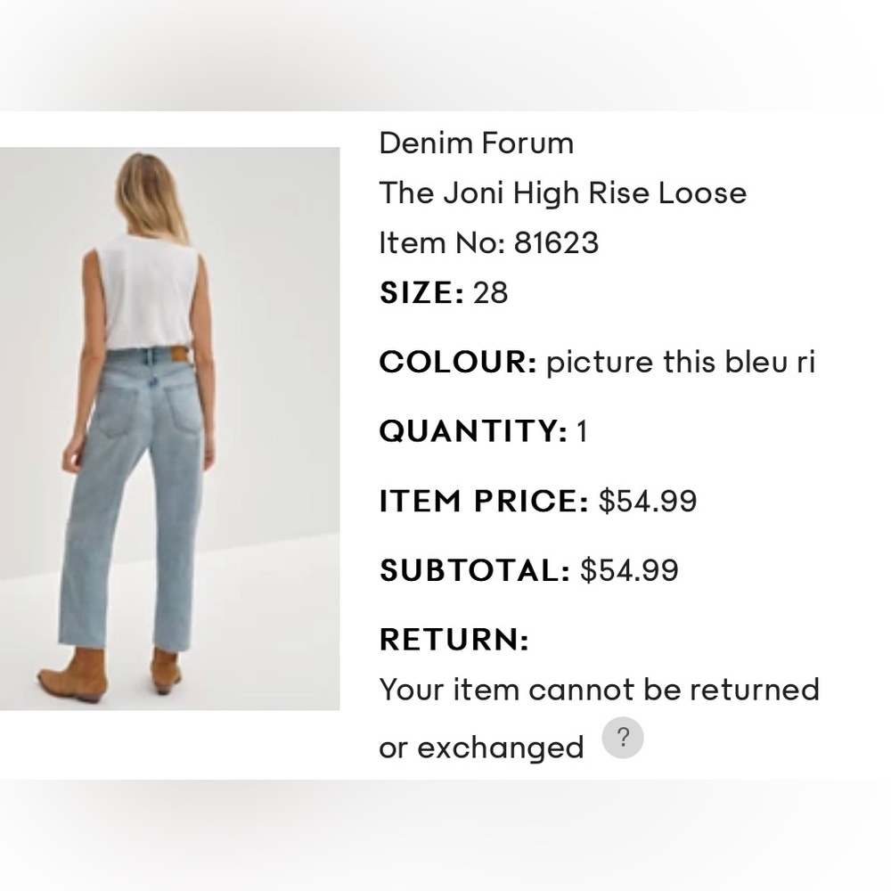 Denim Forum The Joni High Rise Loose 26L (color: picture this bleu ri)